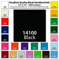 14"x14" Blank Solid Black Imported 100% Cotton Handkerchief
